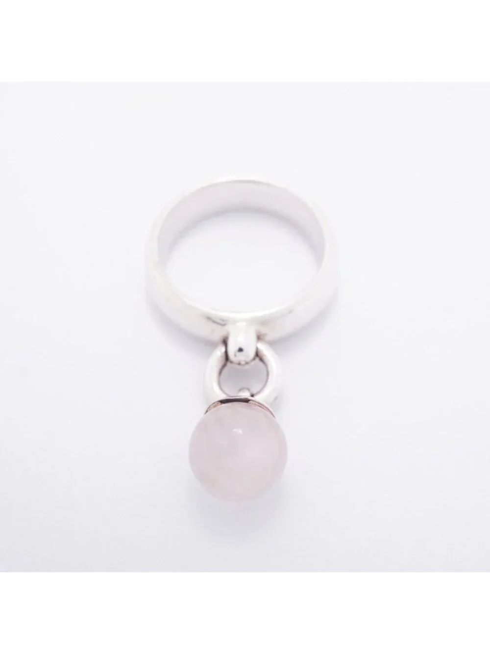 Tiffany & Co Ring Ball D'ancre 925 Sterling Silver Rose Quartz Pink 8.5 Watch